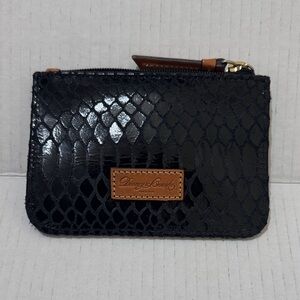 NEW Dooney & Bourke Python Snakeskin Embossed Leather Small Zipper Black Wallet